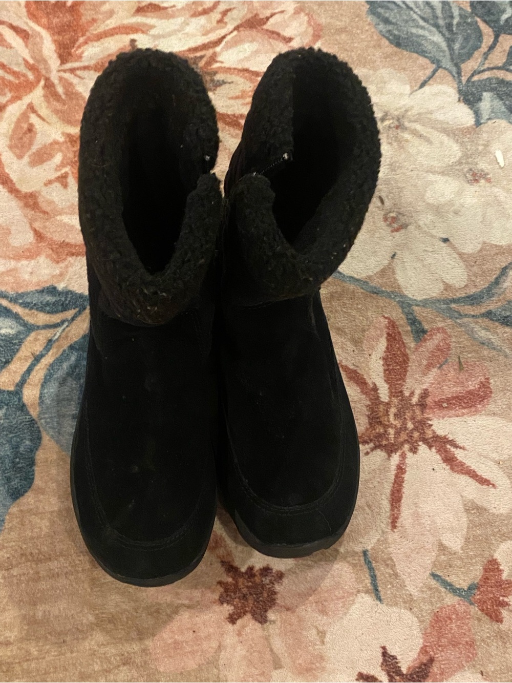 L.L. Bean Black Faux-Shearling Ankle Booties